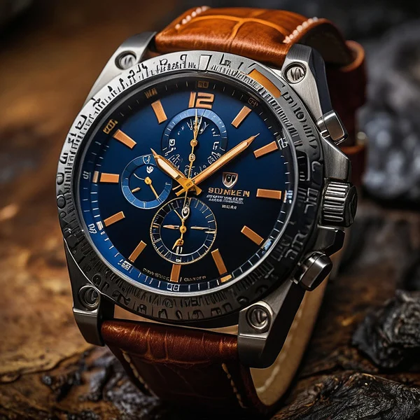 Silberner Chronometer mit Lederband
