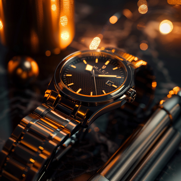 Schwarz-Orange Armbanduhr